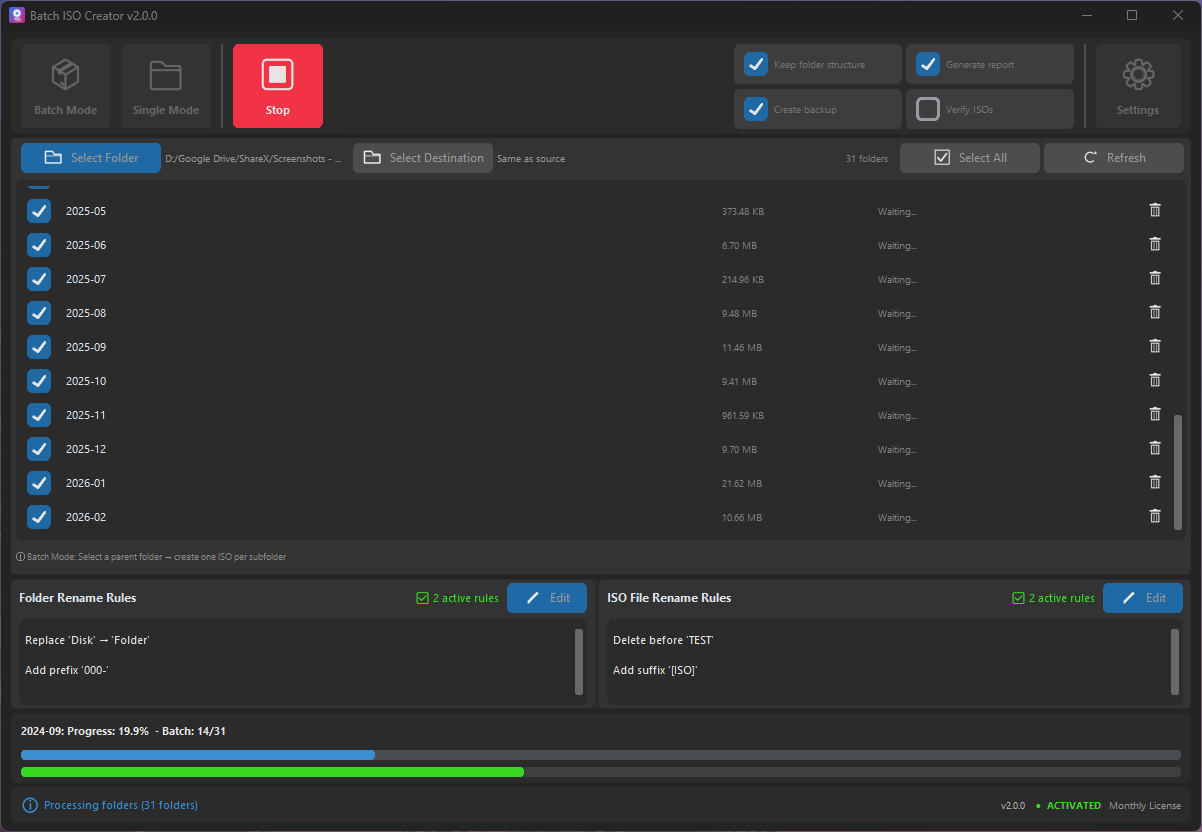 Batch ISO Creator batch processing for many folders